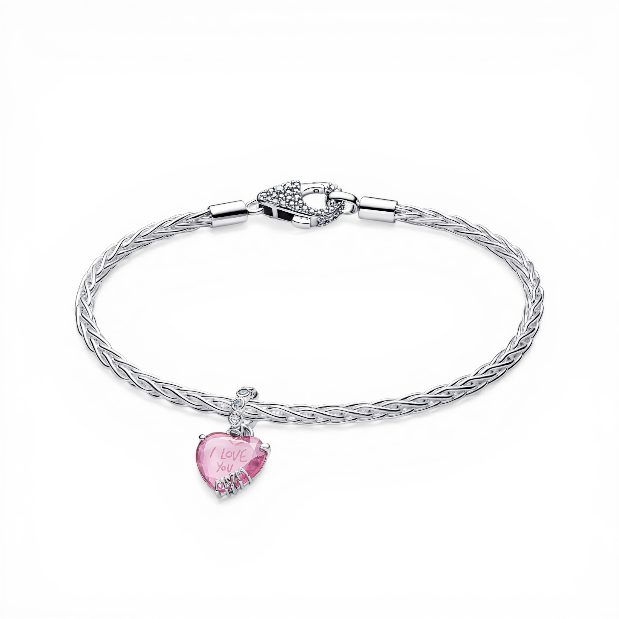 I Love You Mom 心型吊飾手鏈套組