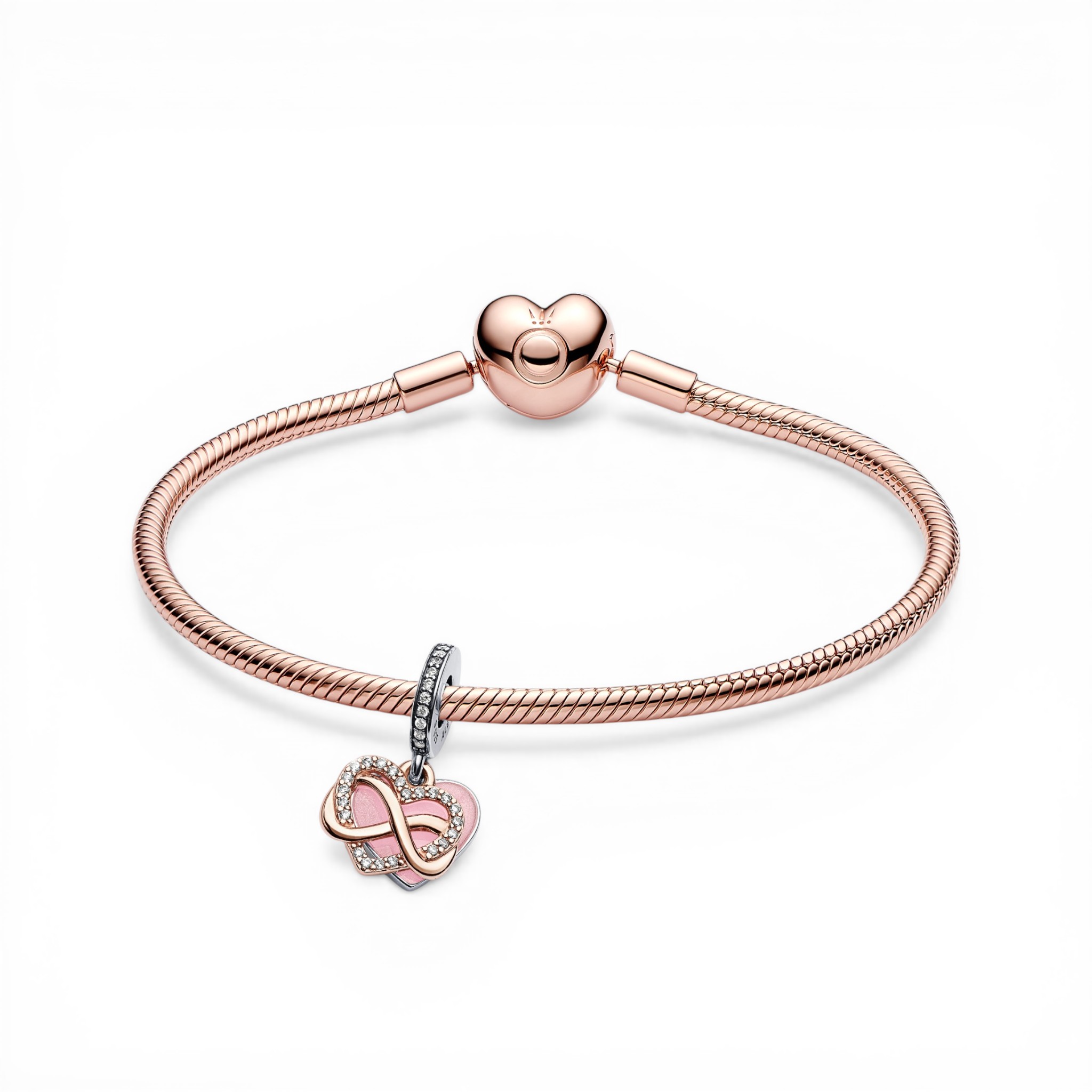 無限配心形璀璨吊飾手鏈套組