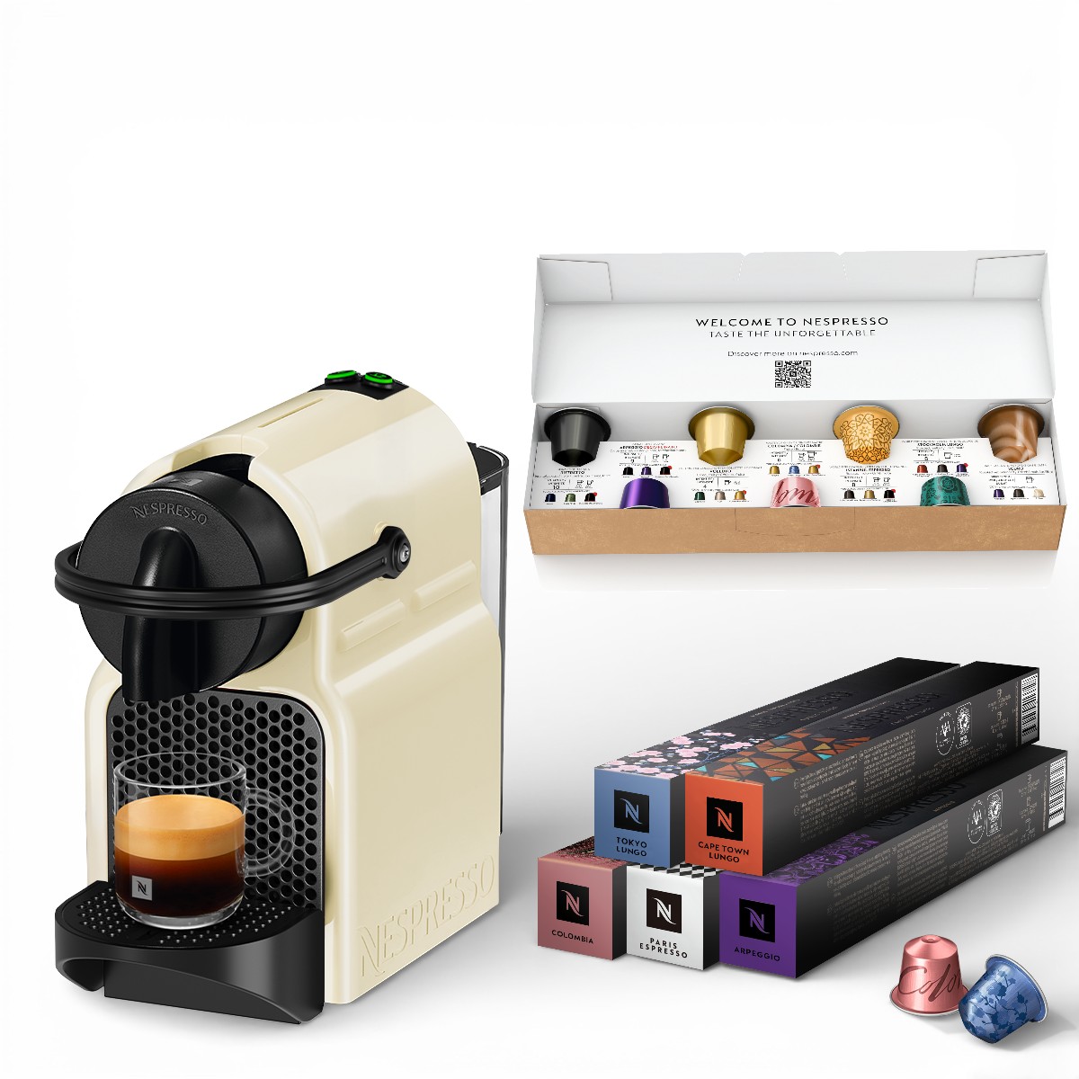 Innisia 全自動咖啡機 (香草黃) +晨間大杯50顆膠囊組