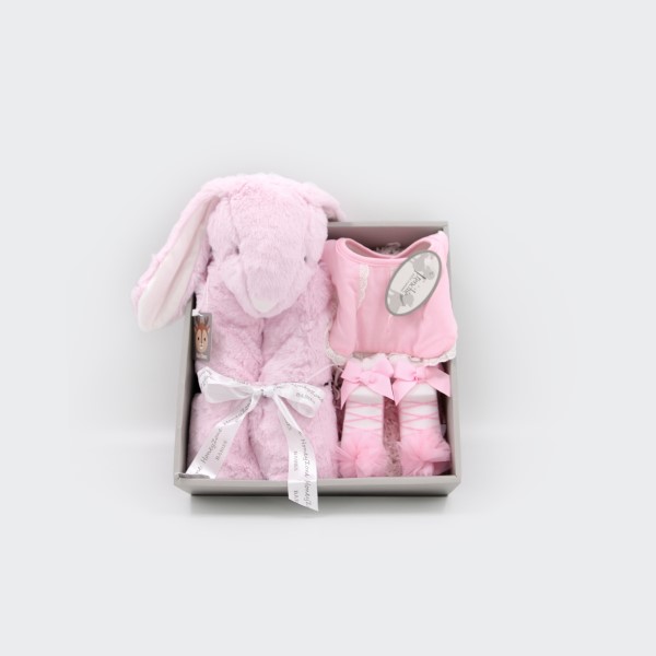 可莉鹿動物嬰兒毯安撫毯豪華禮盒(粉長耳兔)