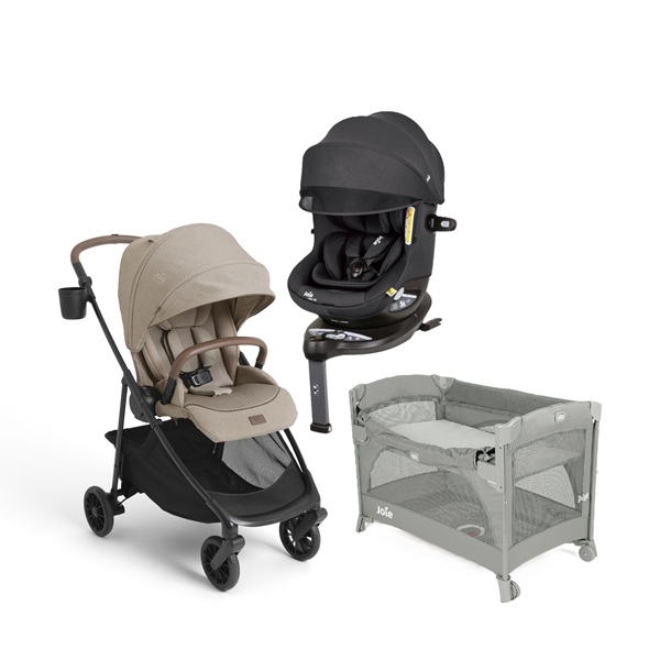 Joie I-SPIN360頂蓬0-4歲汽座(透氣款)+Joie Kubbie sleep 多功能床邊嬰兒床+Joie ELIPTO 輕量雙向推車