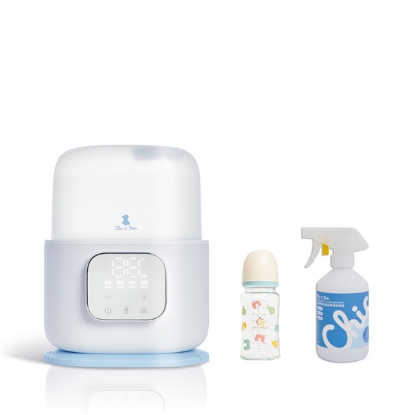 奇哥高效智能五合一溫奶消毒機+CB玻璃奶瓶(240ml)*1+鳳梨酵素奶瓶蔬果清潔噴霧*1