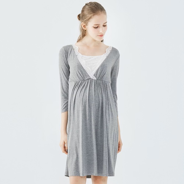 休閒蕾絲親膚孕婦哺乳洋裝