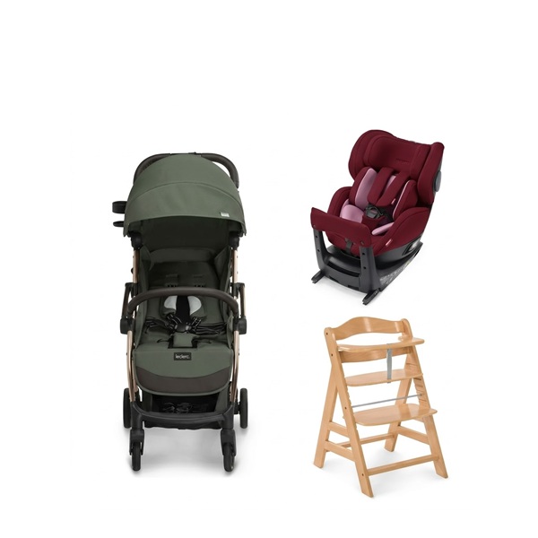 Leclerc極輕量自動秒摺推車+RecaroSalia Select汽座+德國Hauck Alpha+櫸木高腳餐椅基本款