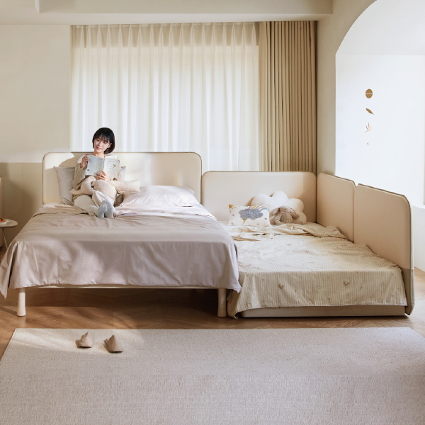 CUSINO 雙人+單人床架 (含床墊+床邊護欄)