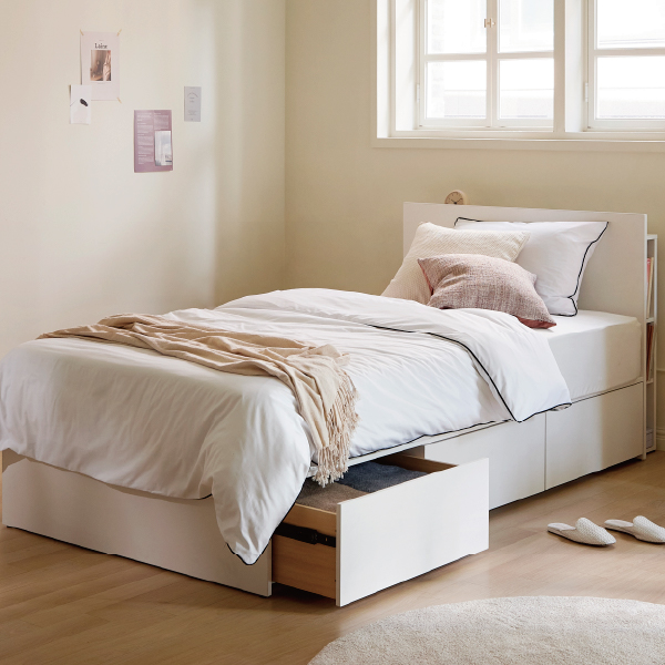 VANTT單人加大收納床架 (含床墊1張)