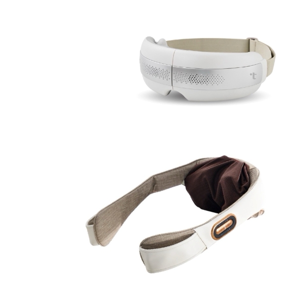 無線肩頸按摩器 +音波S冷熱眼部按摩器