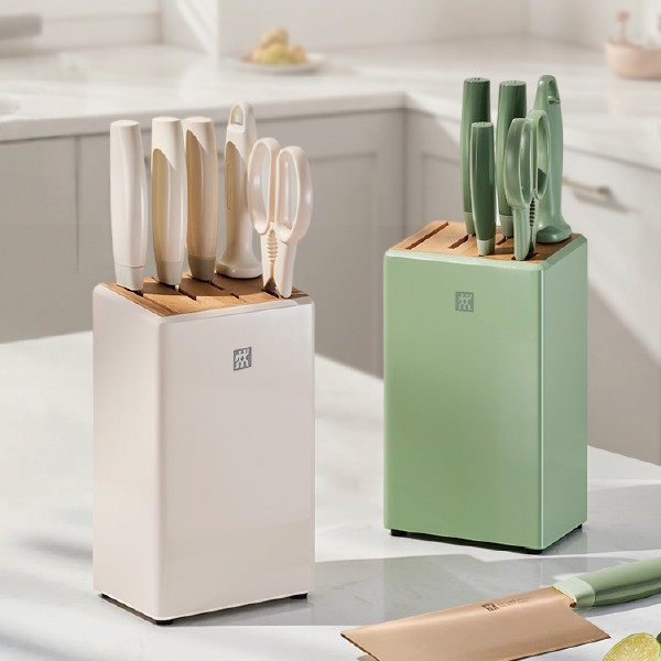 ZWILLING NOW PRO 玫瑰鈦金七件式刀座組 (薄荷綠/奶油白)