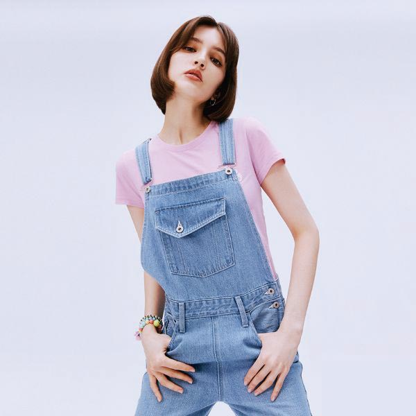 休閒牛仔吊帶褲