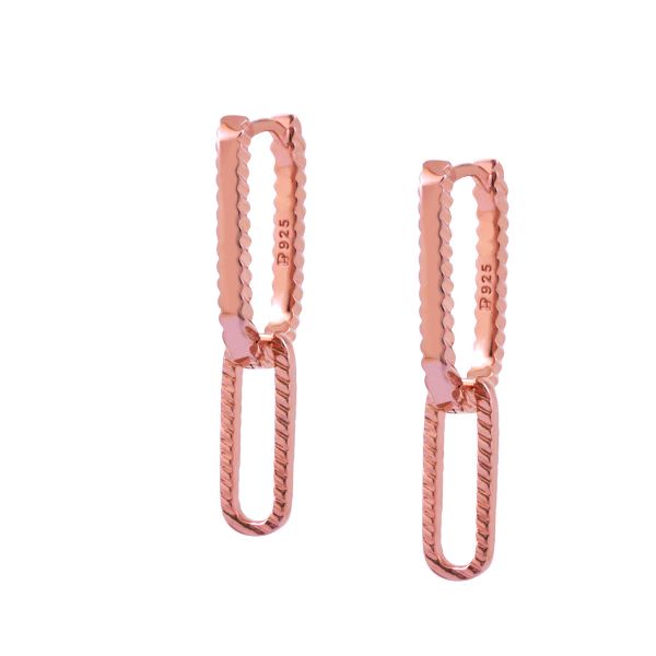 倩麗玫瑰金色純鍊耳環