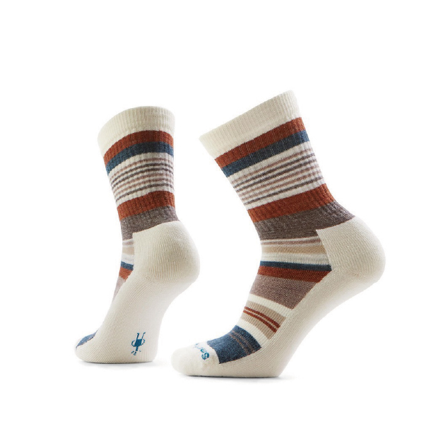Smartwool 日著 中長襪-木星條紋 白棕色
