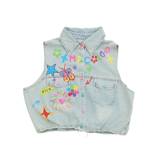 牛仔塗鴉背心
