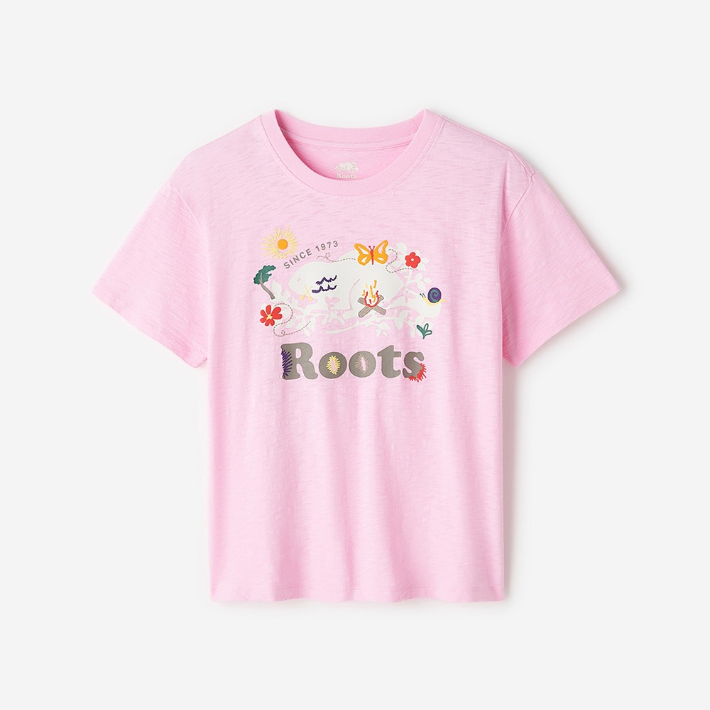 Roots 女裝- BEAVER 短袖 (淺粉色)